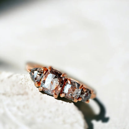 Salt and Pepper Diamond Trio Splice Ring Design