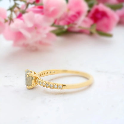 Milky Way Salt and Pepper Diamond Ring in Yellow Gold