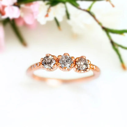 Salt and Pepper Diamond Juliet Ring Design