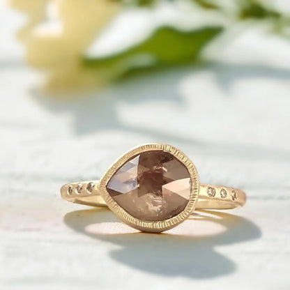 Maya Pear Shaped Cognac Diamond Engagement Ring in Fairmined Gold