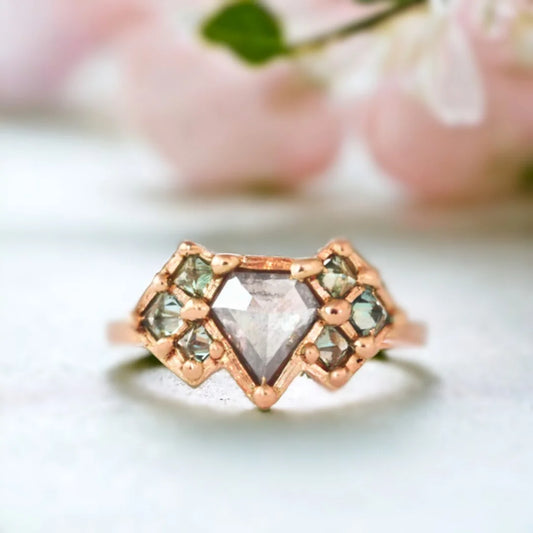 Uncut Diamond Vintage Deco Engagement Ring Earth Inspired
