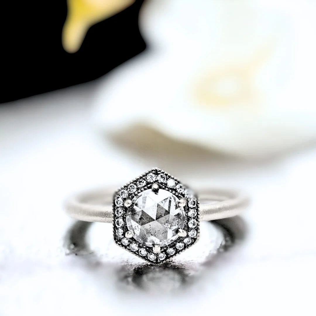 Wondrous Natural Salt and Pepper Diamond Ring Wanderlust Design