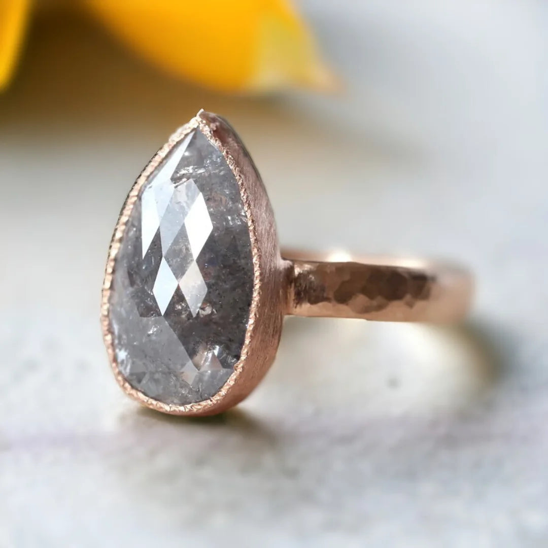 Glimpse of Glory Salt and Pepper Diamond Ring Luxe Natural Elegance