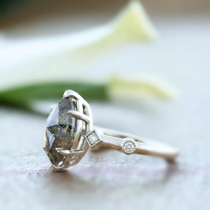 Marquise Salt and Pepper Diamond Engagement Ring Rowley