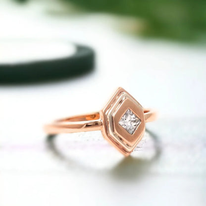 Rose Gold Geometric Diamond Ring Modern Elegant Jewelry