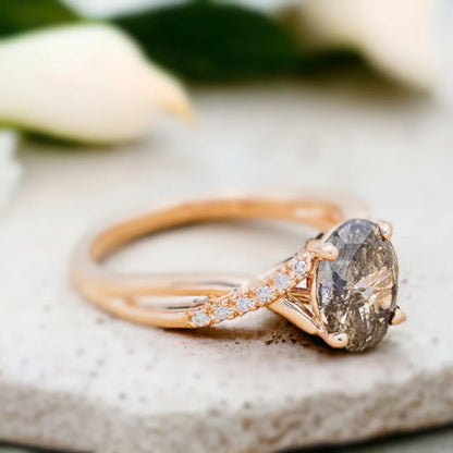 Salt and Pepper Diamond Engagement Ring Pearl of the Sky Design