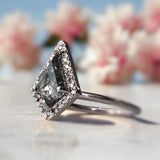 Distinctive Handmade Antique Diamond Ring With Vintage Touch, Vintage-Inspired Salt And Pepper Diamond Ring