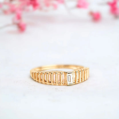 Maverick Baguette Diamond Dome Ring Cage Design