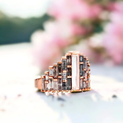 Ombre Baguette Diamond Ring OOAK Castle Design