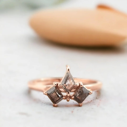 Original Gray Salt & Pepper Diamond Ring – Unique Handmade Fine Jewelry