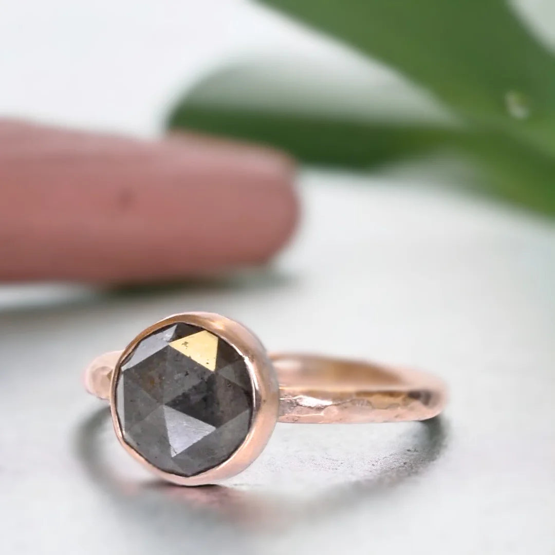 Minimalist Rose Gold Diamond Ring Women Elegant Handmade Jewelry