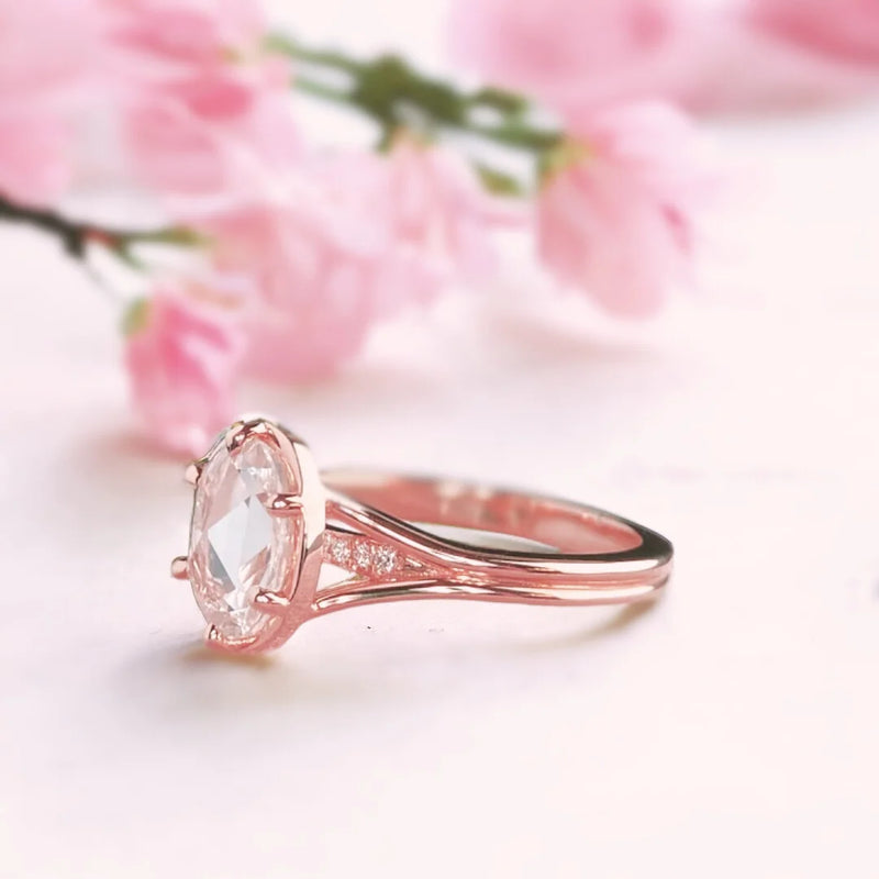 Peachy Keen Light Elegance Engagement Ring, Cherry Blossom Charm Light Pink Gift Ring