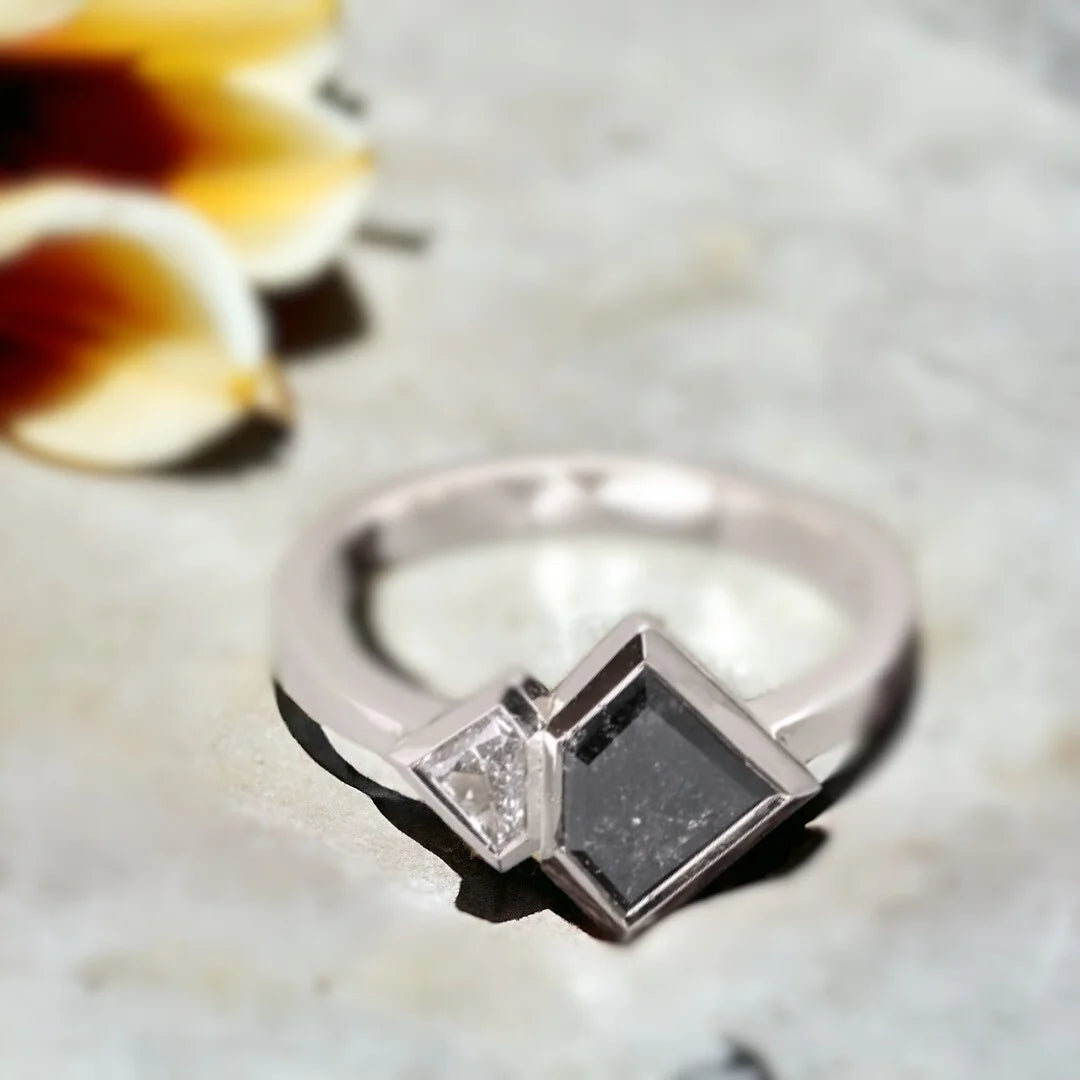 Double Shield Diamond Ring Unique Natural Gemstone Jewelry