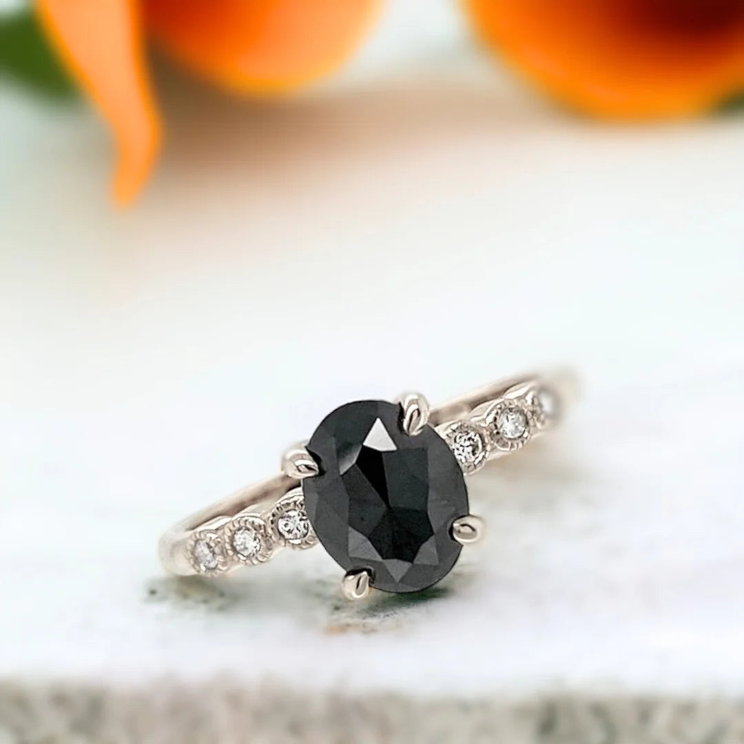Yuletide Magic Salt and Pepper Diamond Engagement Zephyr Zirconia
