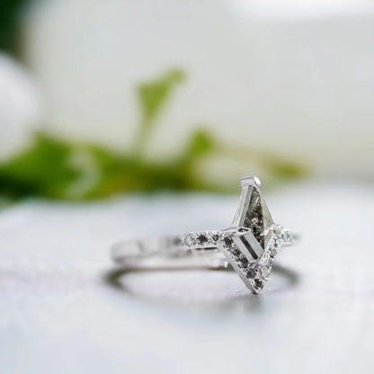 Kite Cut Salt and Pepper Diamond Engagement Ring
