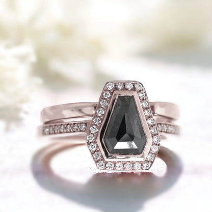 Coffin Halo Diamond Ring Gothic Elegance Coffin Gem Design