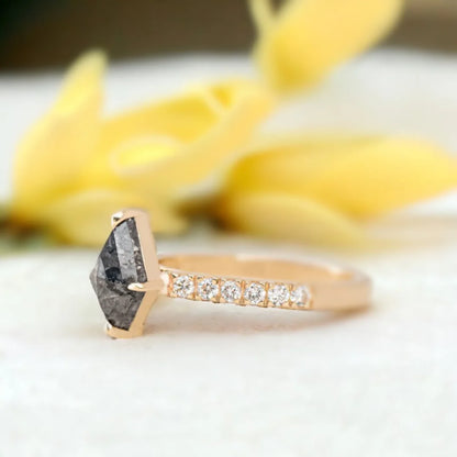 Edith Kite Cut Diamond Ring Cathedral Setting Band