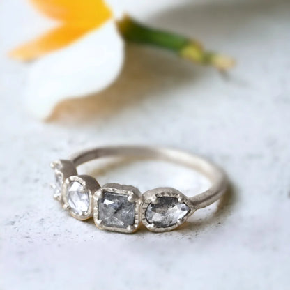 Salt and Pepper Natural Diamond Ring Chandelier Glow Engagement