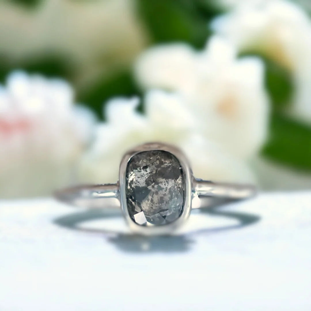 Cushion Rose Cut Diamond Ring Elegant Vintage Inspired Design