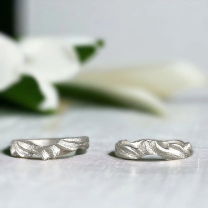 Galene Wedding Band Set with Sand Textured Design