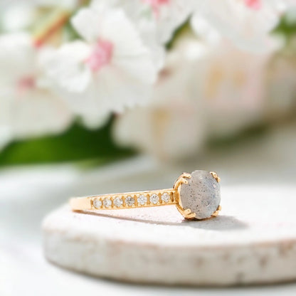 Milky Way Salt and Pepper Diamond Ring in Yellow Gold