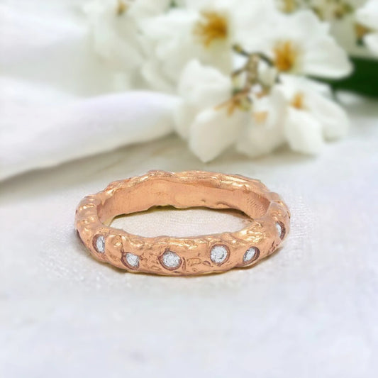 Gold Foil Blue Sapphire Stacking Rings Custom Design