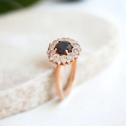 Black Diamond Engagement Ring White Aura Cali Design