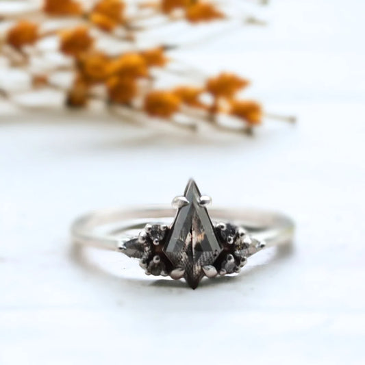 Kite Cut Diamond Cluster Ring Contemporary Bridal Design