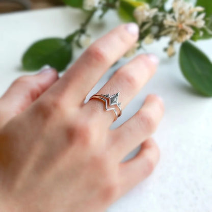 Katrin Salt and Pepper Diamond Ring with Side Stones