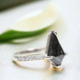 Quasar Quiver Diamond Ring, Stellar Sleek Natural Salt And Pepper Diamond Ring