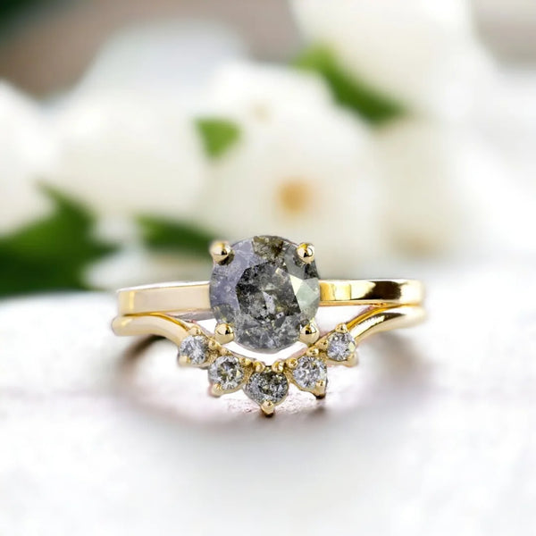 Wildflower Waltz Salt & Pepper Natural Diamond Ring, Wanderlust Dreams Diamond Ring