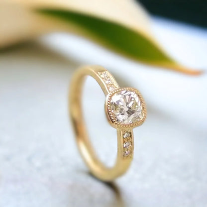Pavé Diamond Cushion Cut Sapphire Ring Elegant Sapphire Jewelry