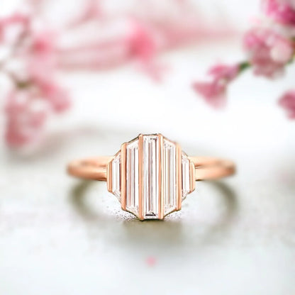 Ripple Baguette and Trapeze Diamond Engagement Ring