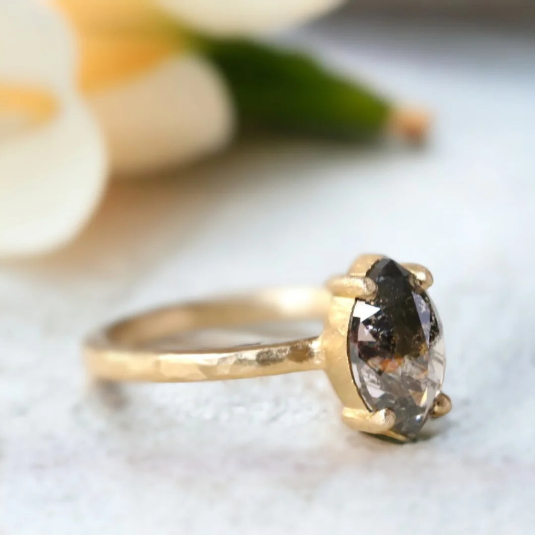 Elegant Salt and Pepper Diamond Ring Lustrous Promise Sparkle