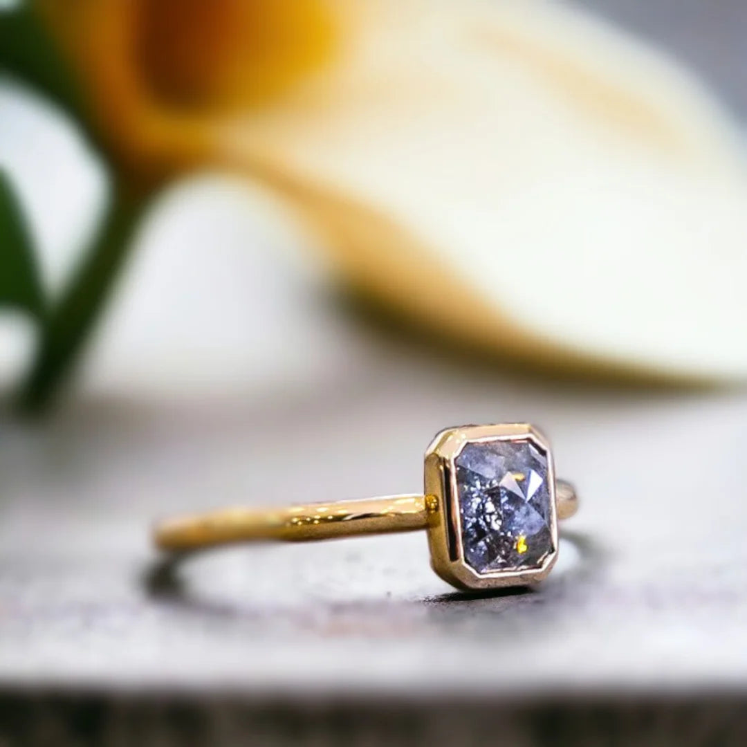 Glowing Hearts Salt and Pepper Diamond Fusion Ring