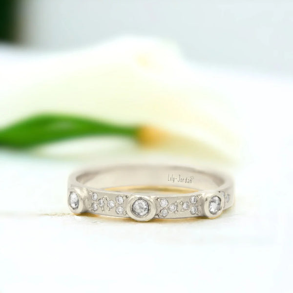 Nostalgic Nuptials Antique Wedding Band, Dusk Diamond Delight Salt And Pepper Gift Band