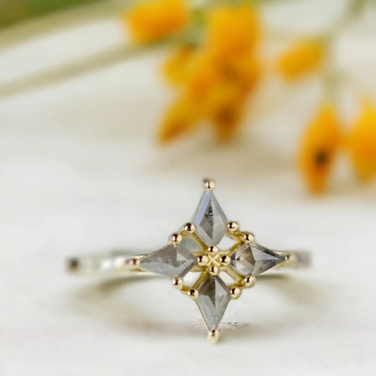 Snowflake Salt & Pepper Kite Diamond Engagement Ring