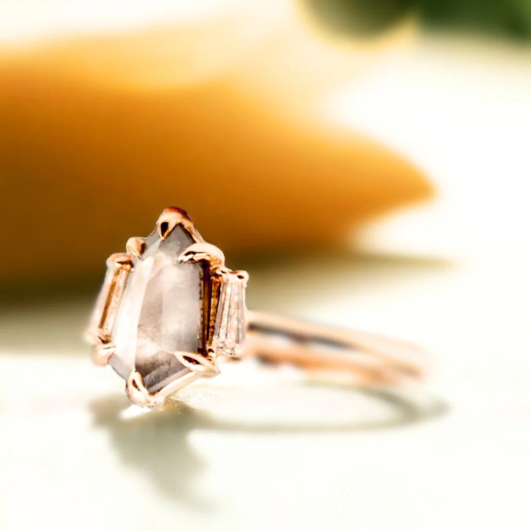 Salt and Pepper Diamond Ring Unique Natural Mirage Sparkle