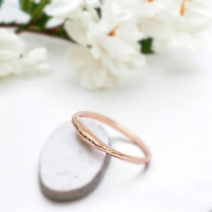 Rose Gold Textured Diamond Chip Ring Designer Style