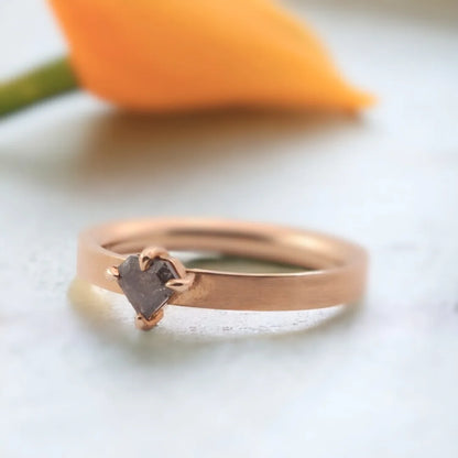 Nebula Raindrop Salt and Pepper Diamond Ring Shielded Brilliance