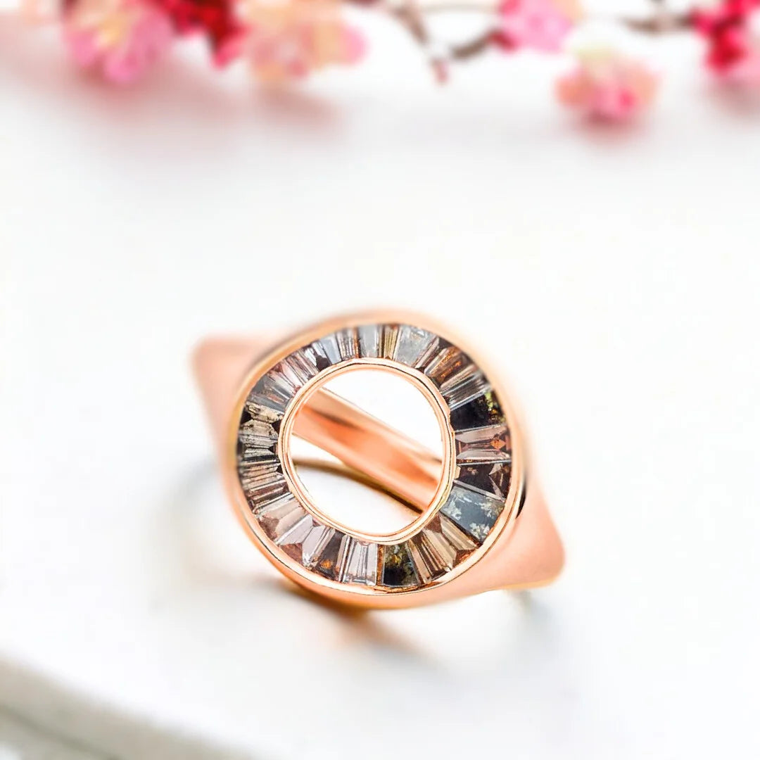 Grey Baguette Diamond Sphere Ring OOAK Design