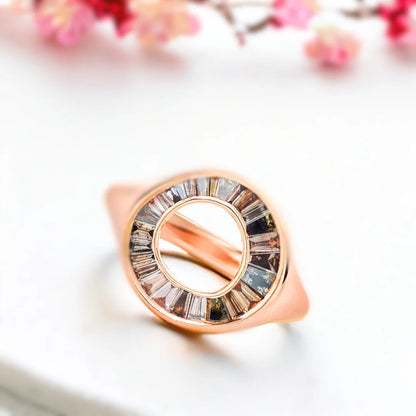 Grey Baguette Diamond Sphere Ring OOAK Design