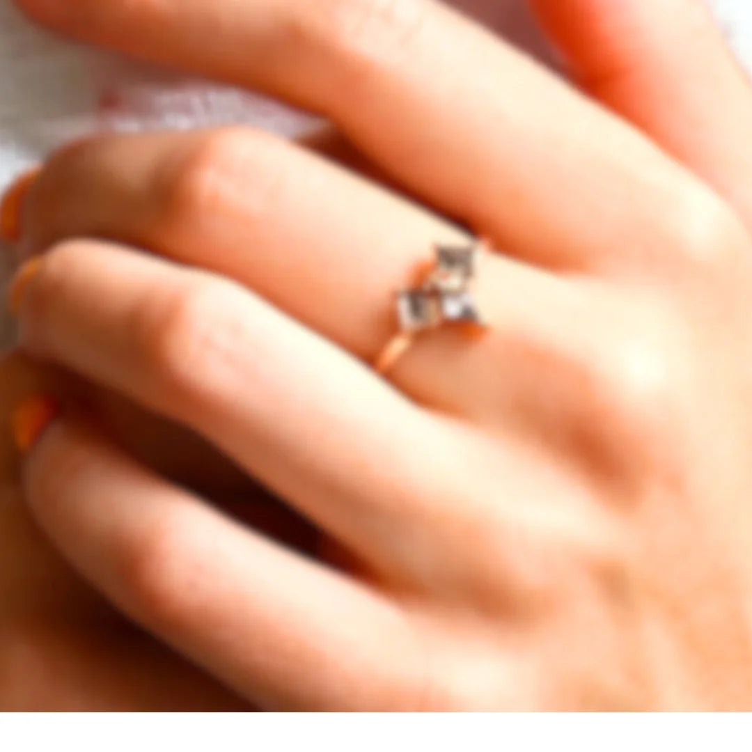 Original Gray Salt and Pepper Diamond Ring Handmade Jewelry