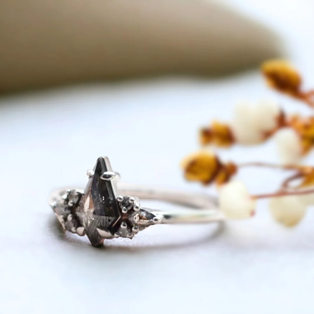 Kite Cut Diamond Cluster Ring Contemporary Bridal Design
