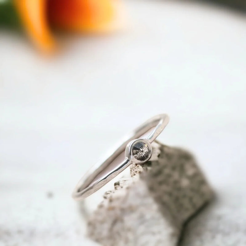 Mesmerizing Minimalism A Diamond's Quiet Brilliance Ring, Natural Salt And Pepper Diamond Ring