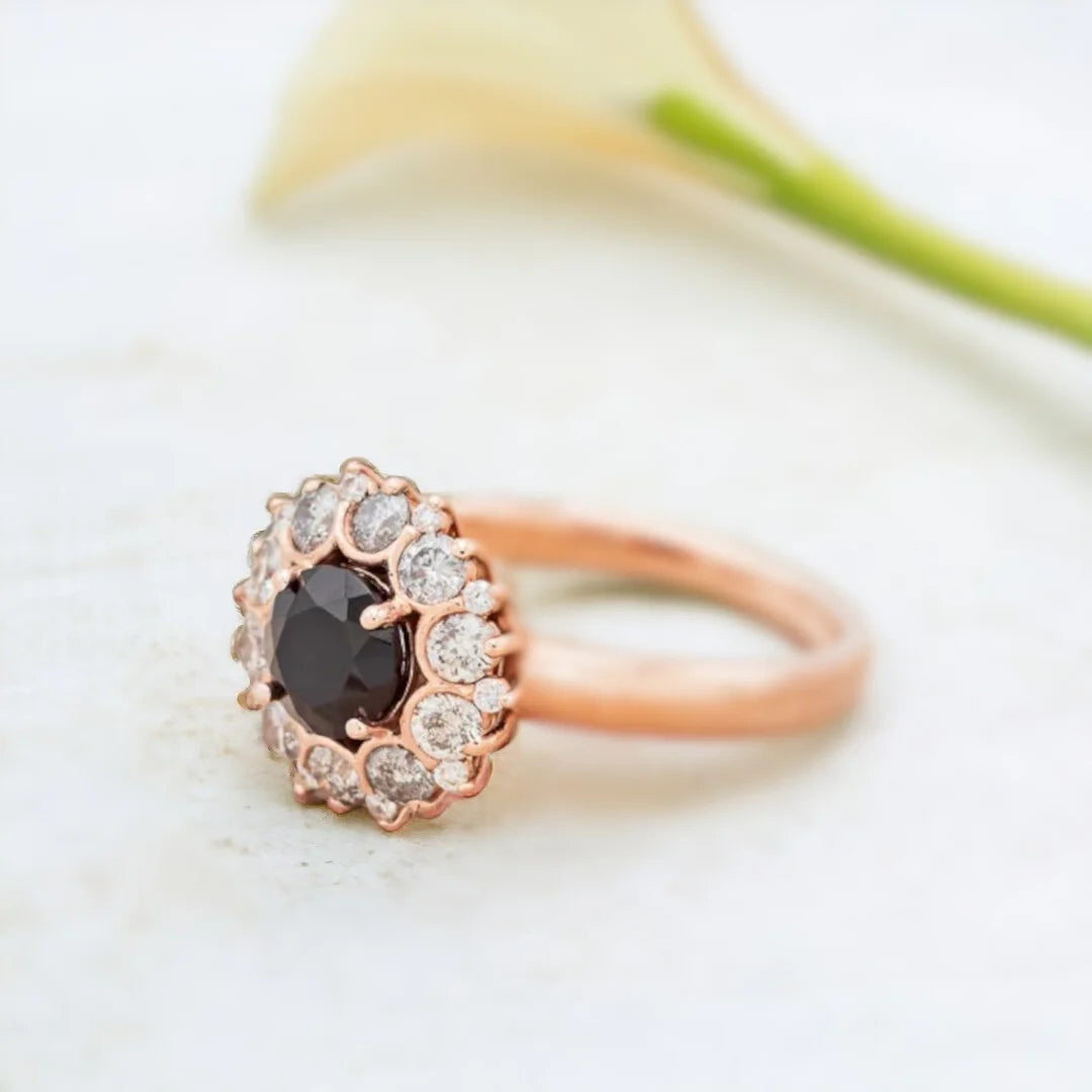 Black Diamond Engagement Ring White Aura Cali Design