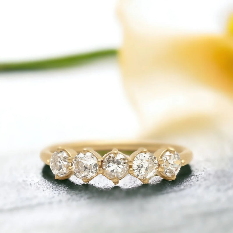 Edwardian Era Old European Diamond Ring, Historic Old European Cut Natural Diamond Band