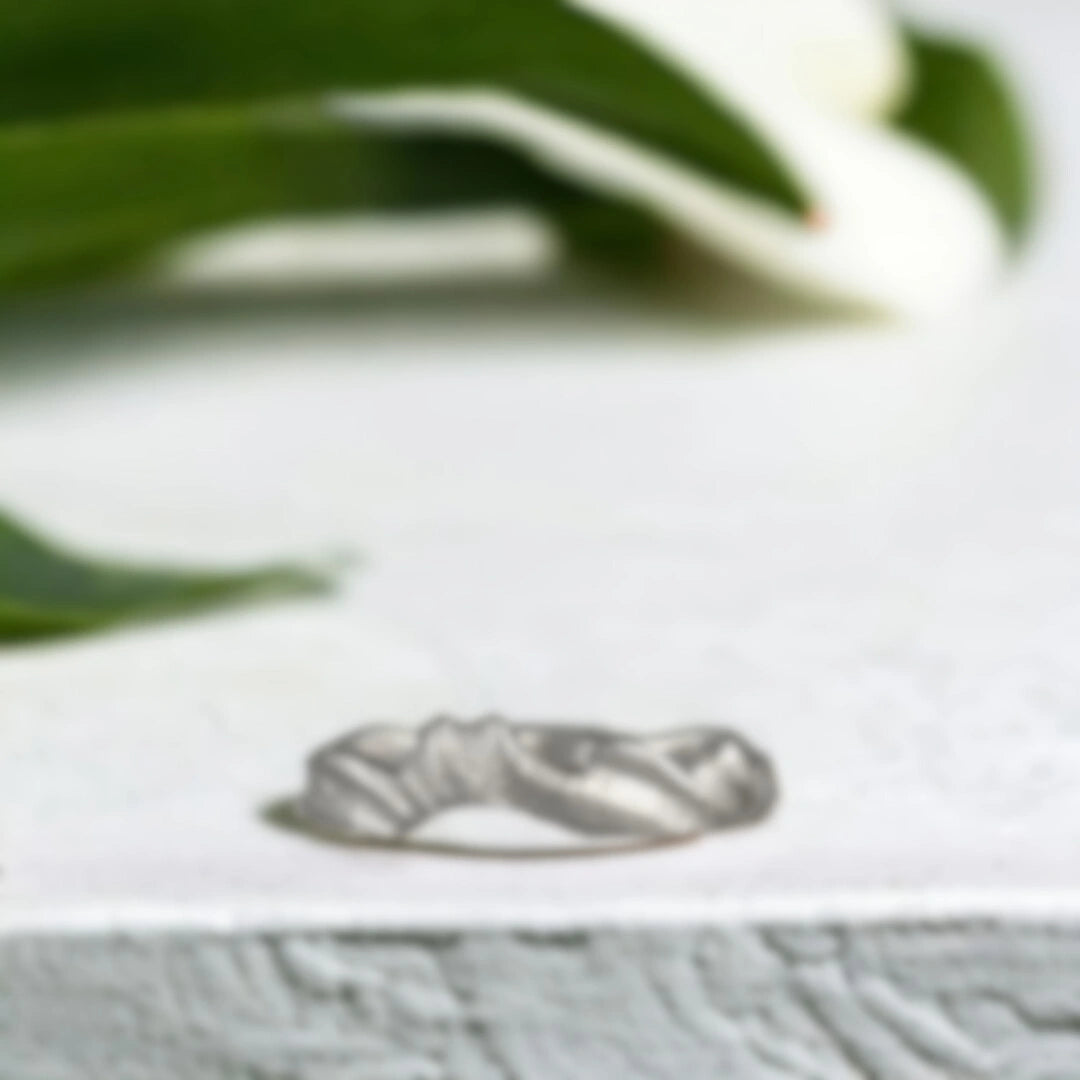 Galene Wedding Band Set with Sand Textured Design