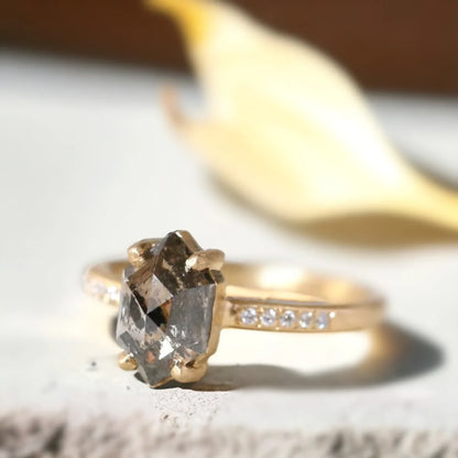 Salt and Pepper Diamond Engagement Ring Natural Duo Design