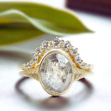 Enchanted Handmade In Layer Elements Ensemble Ring, Natural Salt & Pepper Brilliant Bridal Ring